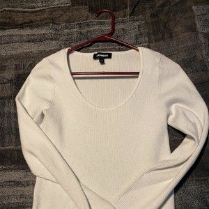 Express long sleeve white t medium